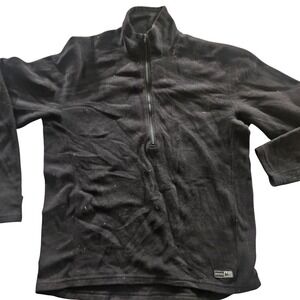 REI Pullover Mens Large Black Fleece Warm 1/4 Zip Outdoor Sweater Logo Patch